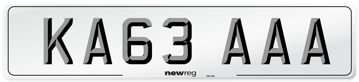 KA63 AAA Number Plate from New Reg